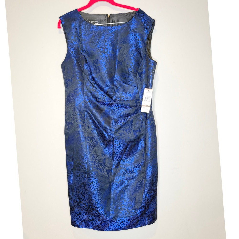 Black Label Evan-Picone Paisley Brocade Sheath Dress Purple Black 12 NWT - Picture 2 of 9